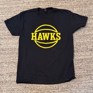 Atlanta Hawks Black T-Shirt with Yellow HAWKS Logo Med Brand New